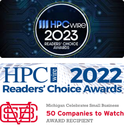 HPC Wire 2022, and 2023 Readers Choice Awards. MI Celebrates Small Business Award Recipient