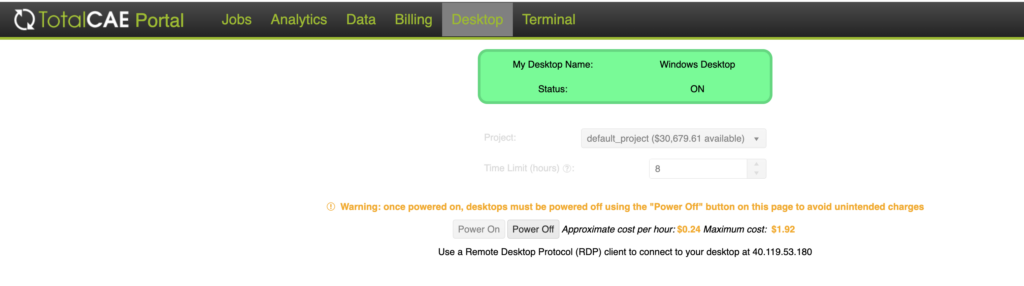 Azure Cloud Desktop for Post Processing