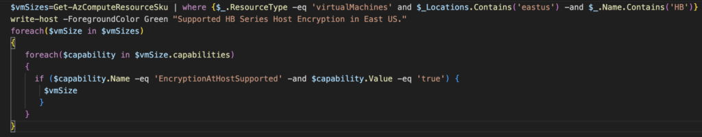 Seeing what HB series supports Azure Host Based Encryption